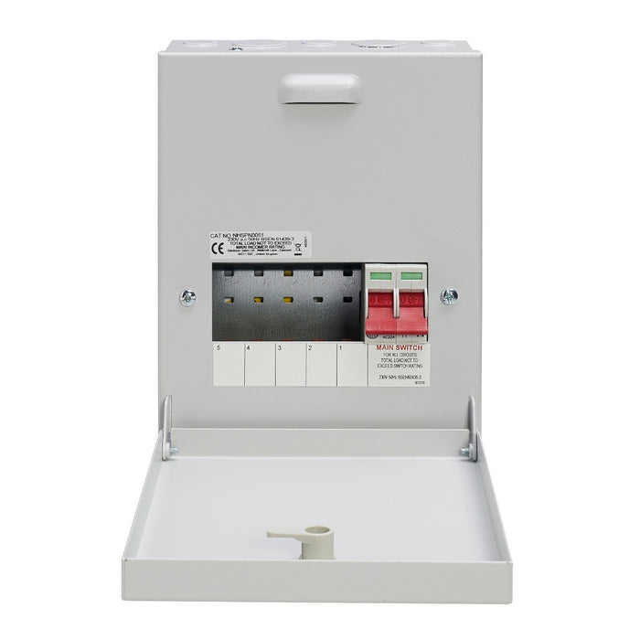 Wylex NHSPN0051L 5-Way 100A Surface 1P+N Distribution Board c-w Switch Disconnector